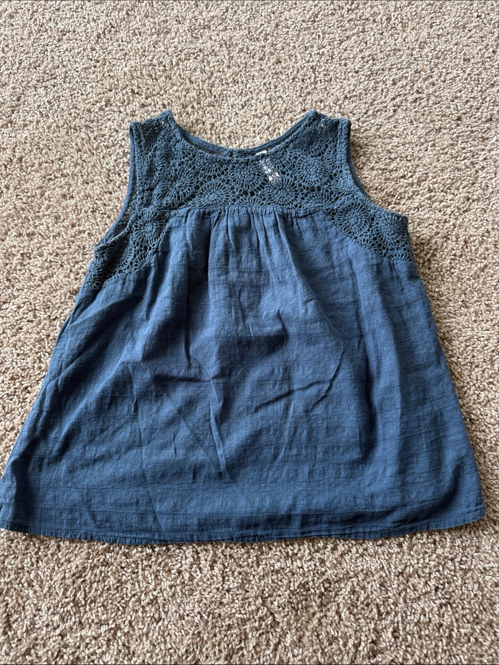 Women’s Navy Crochet Yoke Sleeveless Dress
